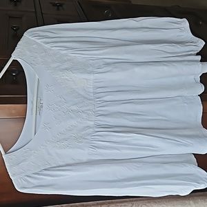 Embroidered popover tunic top/peasant blouse